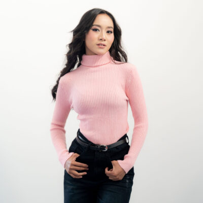 Women high neck solid sweater