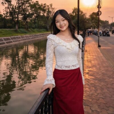 Women’s Elegant Lace Frill Neck Top – Soft Feminine Festive Wear