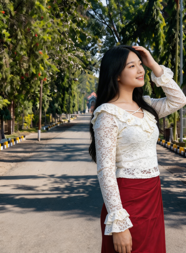 Women’s Elegant Lace Frill Neck Top – Soft Feminine Festive Wear - Image 2