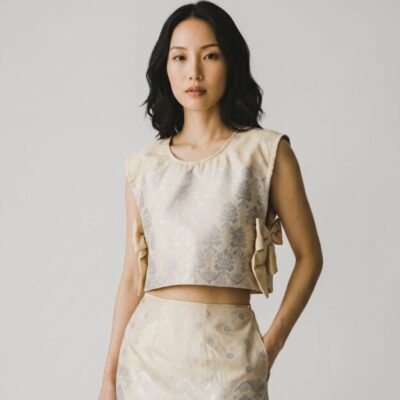 Muga Tone Paat Silk Co-ord Set with Silver Zari Work